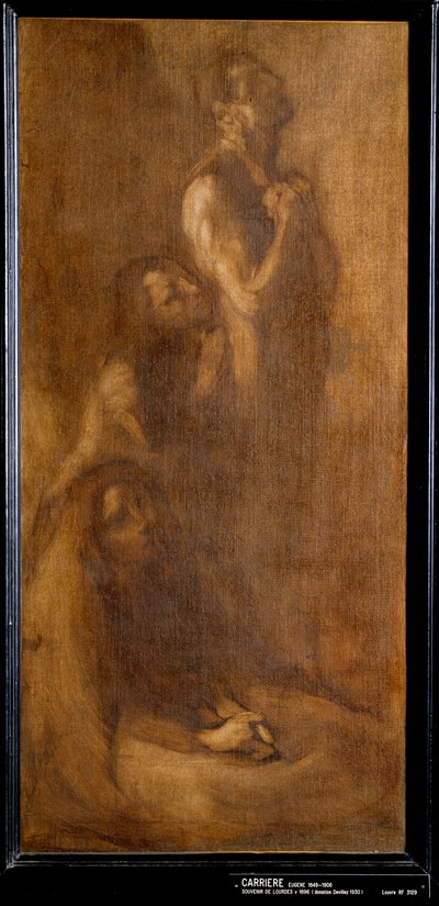 Minne om Lourdes Pelerins i bønn. Maleri av Eugene Carriere (1849-1906) 1896 Søn. 0,73x0,35 m Paris, musee d'Orsay av Eugène Carrière