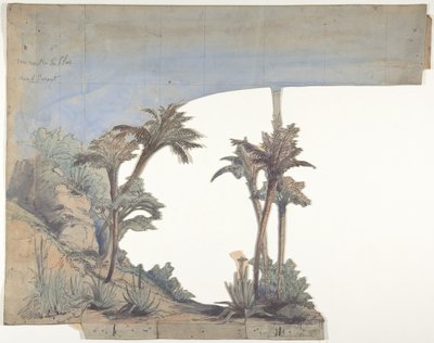 Design for et scenesett på Opéra, Paris, 1828-90. av Eugene Ciceri