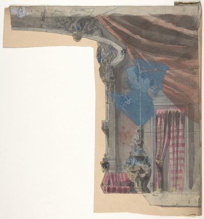 Design for et scenesett på Opéra, Paris, 1828-90. av Eugene Ciceri