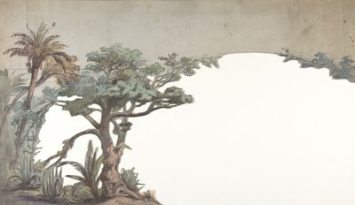 Design for et scenesett på Opéra, Paris, 1828-90. av Eugene Ciceri