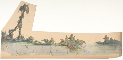 Design for et scenesett på Opéra, Paris, 1828-90. av Eugene Ciceri