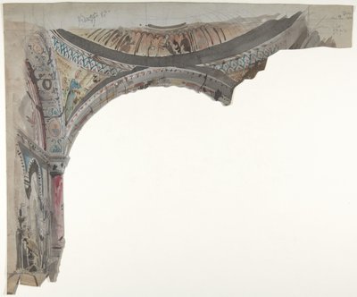 Design for et scenesett på Opéra, Paris, 1830-90. av Eugene Ciceri