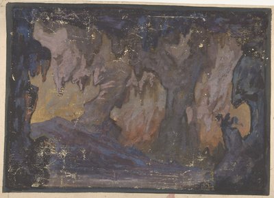 Design for et scenesett på Opéra, Paris, 1830-90. av Eugene Ciceri