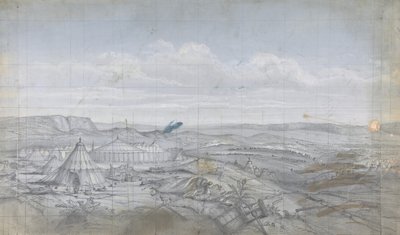 Design for et scenesett på Opéra, Paris, 1830-90. av Eugene Ciceri