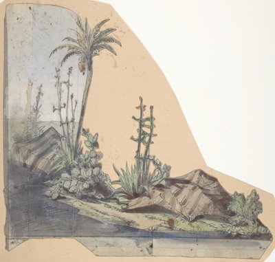 Design for et scenesett på Opéra, Paris, 1830-90. av Eugene Ciceri