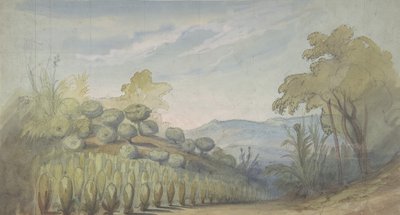 Design for et scenesett på Opéra, Paris, 1830-90. av Eugene Ciceri