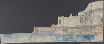 Design for et scenesett på Opéra, Paris, 1830-90. av Eugene Ciceri
