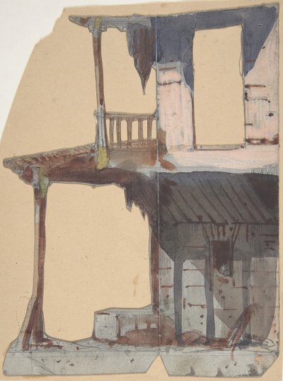 Design for et scenesett på Opéra, Paris, 1830-90. av Eugene Ciceri