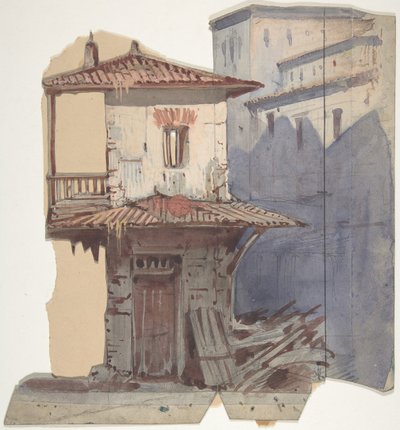 Design for et scenesett på Opéra, Paris, 1830-90. av Eugene Ciceri
