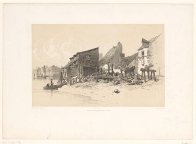 Elvekant med hus og vannmølle Pittoreske landskap (serietittel) Croquis pittoresques (serietittel på objekt) av Eugene Ciceri