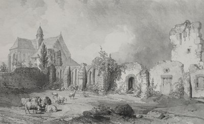 Pittoreske og romantiske reiser i det gamle Frankrike. Brittany: Abbey of Relec av Eugene Ciceri