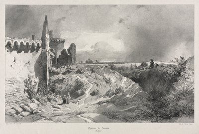 Pittoreske og romantiske reiser i det gamle Frankrike. Bretagne: Chateau de Susinio av Eugene Ciceri