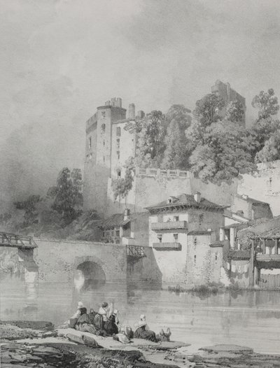 Pittoreske og romantiske reiser i det gamle Frankrike. Bretagne: Chateau de Clisson av Eugene Ciceri