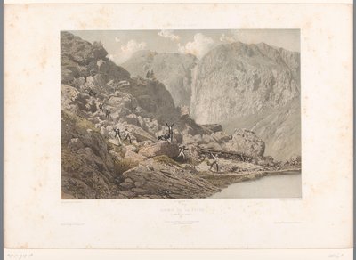 Turgåere på Furkapasset Chemin de la Furka (tittel på objekt) Ansikter i Sveits og Savoy (serietittel) La Suisse et la Savoie (serietittel på objekt) av Eugene Ciceri