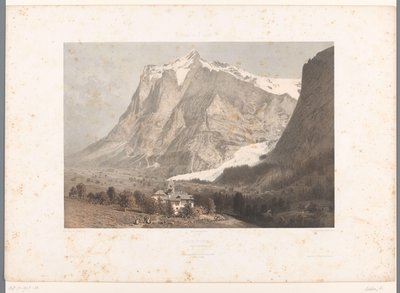 Utsikt over Grindelwald Grindelwald (tittel på objekt) Severdigheter i Sveits, Savoy og Tyrol (serietittel) La Suisse, la Savoie et le Tyrol (serietittel på objekt) av Eugene Ciceri