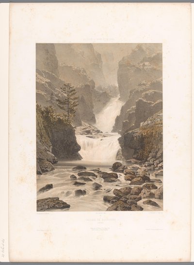 Utsikt over Barberine-fossen ved Vallorcine Cascade de Barberine (tittel på objekt) Utsikt i Sveits, Savoy og Tyrol (serietittel) La Suisse, la Savoie et le Tyrol (serietittel på objekt) av Eugene Ciceri