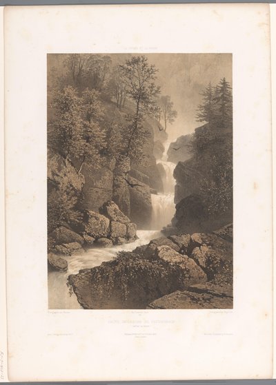 Utsikt over Reichenbach-fossen Chûte, inferior du Reichenbach (tittel på objekt) Ansikter i Sveits og Savoy (serietittel) La Suisse et la Savoie (serietittel på objekt) av Eugene Ciceri