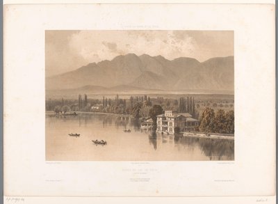 Utsikt over bredden av innsjøen Thun Bords du Lac de Thun (tittel på objekt) Severdigheter i Sveits, Savoy og Tyrol (serietittel) La Suisse, la Savoie et le Tyrol (serietittel på objekt) av Eugene Ciceri