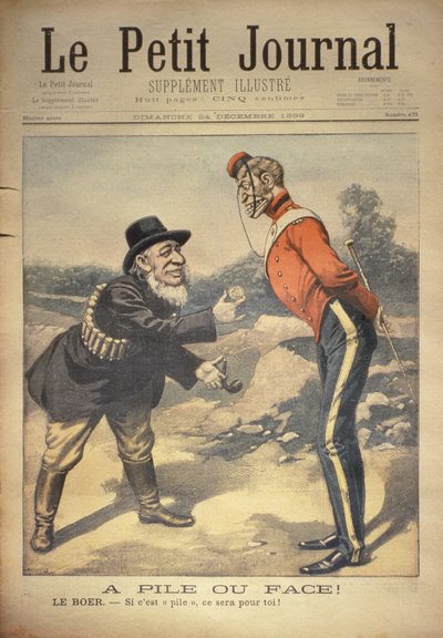 Krone eller mynt! The Boer:- If its tails its for you!, forside av Le Petit Journal, 24. desember 1899 av Eugene Damblans
