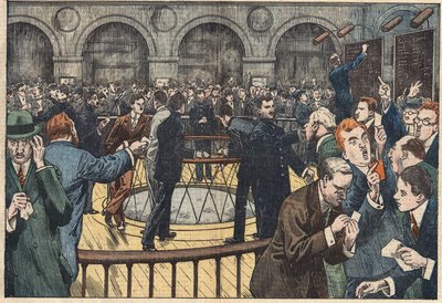 Internal view of the Paris Stock Exchange. Illustration of Damblans. In “” Le Pelerin”” of December 5 av Eugene Damblans