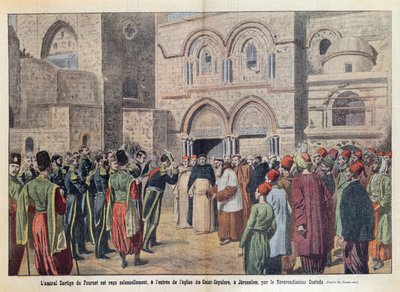 Mottakelsen av admiral Dartige du Fournet (1856-1940) ved Den hellige gravs kirke i Jerusalem, illustrasjon fra magasinet 