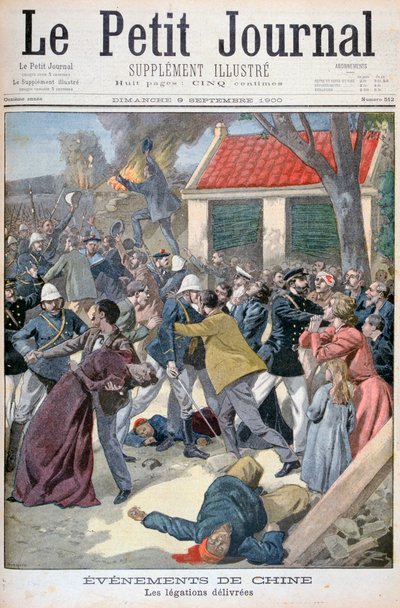 Legasjonen leverer, Boxer Rebellion, Kina, 1900 av Eugene Damblans