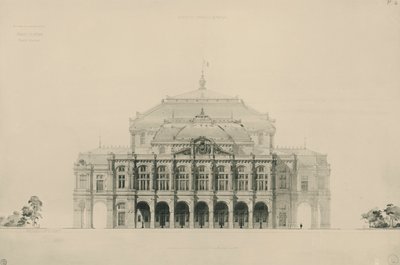 Frankrike, Paris, Design innsendt av Viollet le Duc i konkurranse om bygging av nytt operahus i Paris av Eugene Emmanuel Viollet le Duc