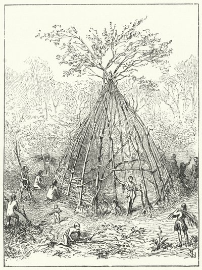 Tidlig menneskelig bolig av Eugene Emmanuel after Viollet le Duc