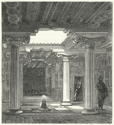 Ionisk gårdsplass til et gammelt gresk hus av Eugene Emmanuel after Viollet le Duc