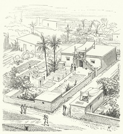 Landlig hus i det gamle Egypt av Eugene Emmanuel after Viollet le Duc
