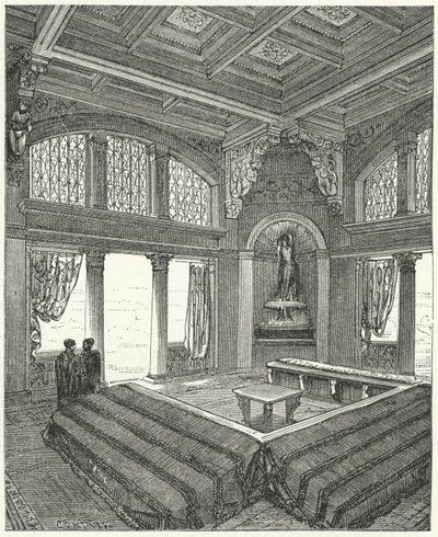 Triclinium, formell spisestue i en romersk bygning av Eugene Emmanuel after Viollet le Duc