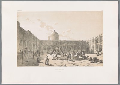 Caravanserai-i-Shah i Qazvin Caravân-Serail-I-Châh (Casbin) (tittel på objekt) Persiske landskap (serietittel) Perse modern (serietittel) av Eugene Flandin