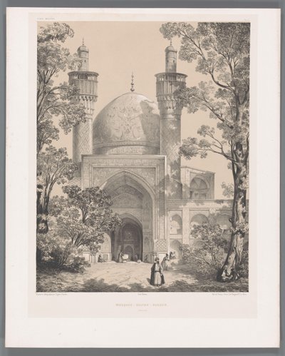 Chahar Bagh skole i Isfahan Moske-Sultan-Hussein Ispahan (tittel på objekt) Persiske landskap (serietittel) Perse modern (serietittel) av Eugene Flandin