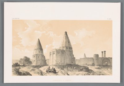 Graver i Qom Tombeaux a Khoum (tittel på objekt) Persiske landskap (serietittel) Perse modern (serietittel) av Eugene Flandin