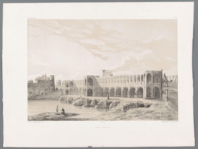 Khaju Bridge eller Pol-e Khaju i Isfahan Pont Kadjiou Chiraz (tittel på objekt) Persiske landskap (serietittel) Perse modern (serietittel) av Eugene Flandin