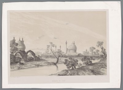 Shahens moske eller kongens moske i Isfahan Mosquée du Châh (Ispahan) (tittel på objekt) Persiske landskap (serietittel) Perse modern (serietittel) av Eugene Flandin