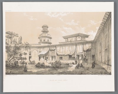 Char Bagh-palasset i Isfahan Palais du Tchar-Bach Ispahan (tittel på objekt) Persiske landskap (serietittel) Perse modern (serietittel) av Eugene Flandin