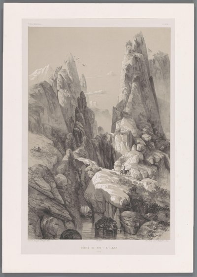 Canyon of Mount Kuh-e Pir Zan i Iran Defilé de Pir-a-Zan (Fars) (tittel på objekt) Persiske landskap (serietittel) Perse modern (serietittel) av Eugene Flandin