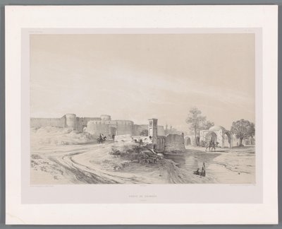 Shemran-porten i Teheran Porte de Chimran Teheran (tittel på objekt) Persiske landskap (serietittel) Perse modern (serietittel) av Eugene Flandin