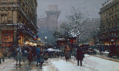 Porte St. Denis, Paris (svart kritt og kroppsfarge) av Eugene Galien Laloue