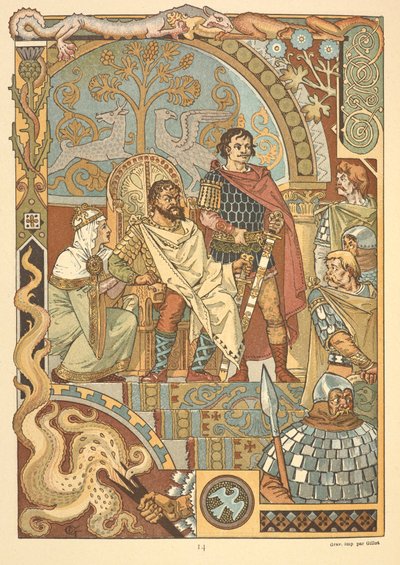 En konge på tronen, i retten. av Eugene Grasset