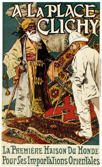 A la Place Clichy, ca. 1891 (fargelitografi på papir) av Eugene Grasset