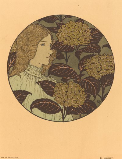 Roundel-portrett av en jente av Eugene Grasset