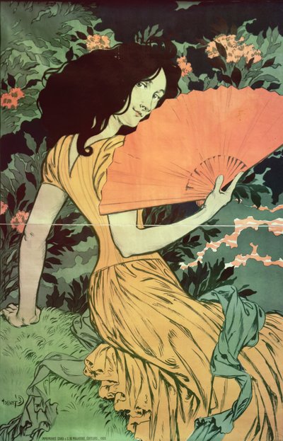 Kvinne med fan, 1900 av Eugene Grasset