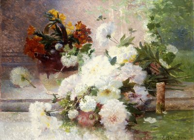 Et stilleben med høstblomster av Eugene Henri Cauchois