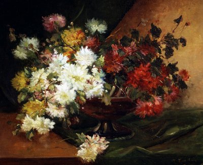Stilleben med asters. Maleri av Eugene Henri Cauchois (1850–1911). Privat samling. av Eugene Henri Cauchois