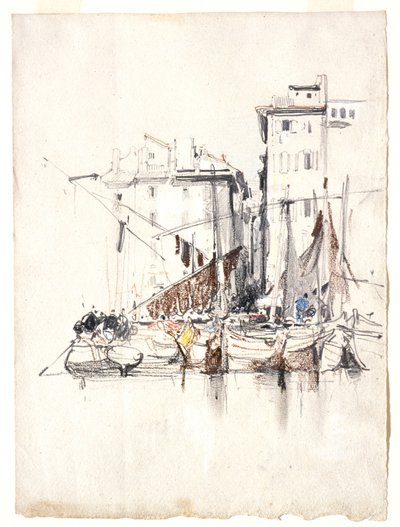 Ved havet - Fiskerlandsby av Eugene Isabey