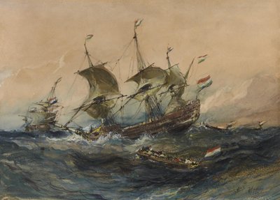 Nederlandske skip i storm av Eugene Isabey