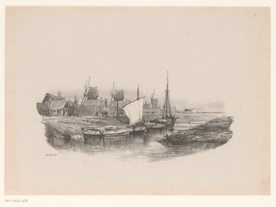 Havn med båter og vindmøller Plate kanalen Minner om Eugène Isabey (serietittel) Souvenirs d