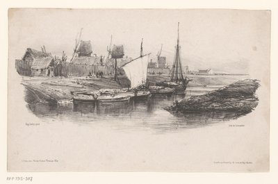 Havn med båter og vindmøller Plate kanalen Minner om Eugène Isabey (serietittel) Souvenirs d